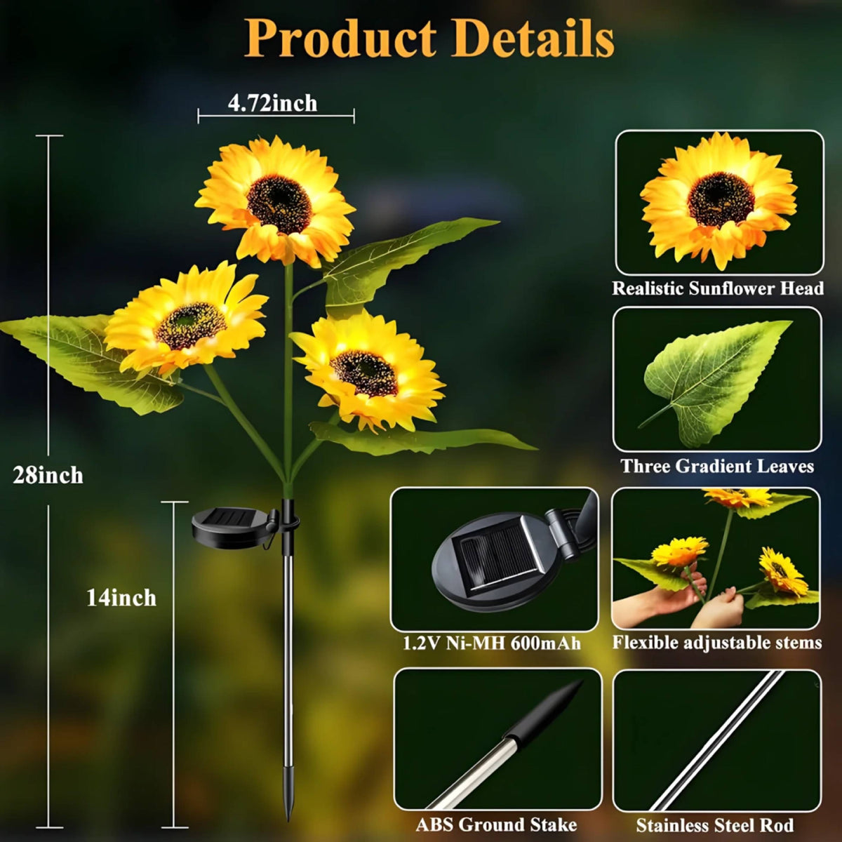Sunflower Solar Snatch Garden LED Lights