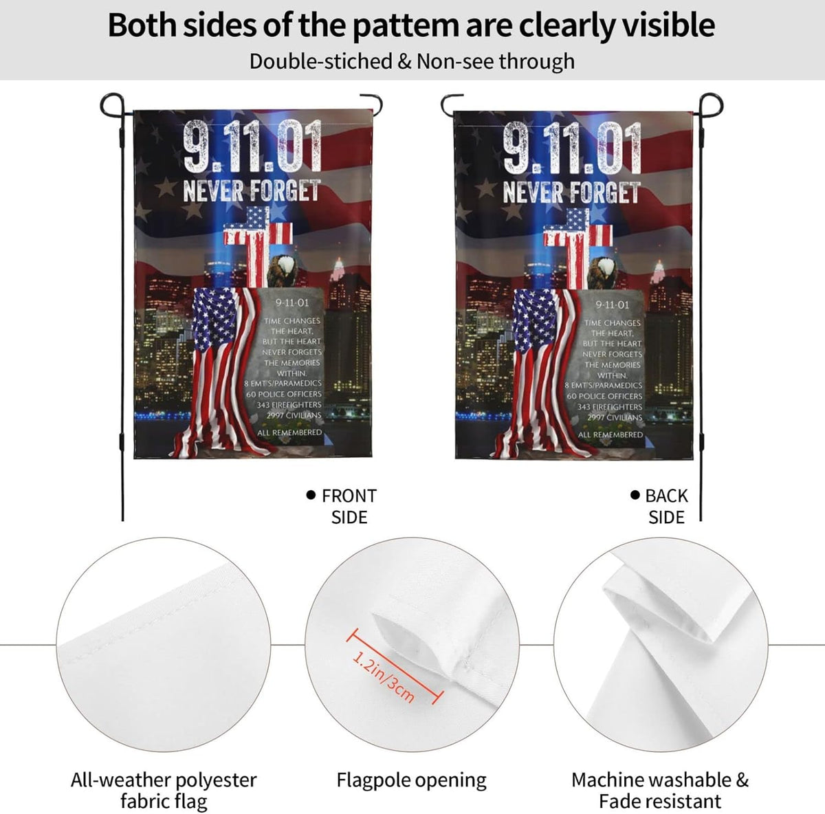 Never Forget 911 Patriotic Remembrance Garden Flag